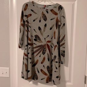 Long sleeve feather dress